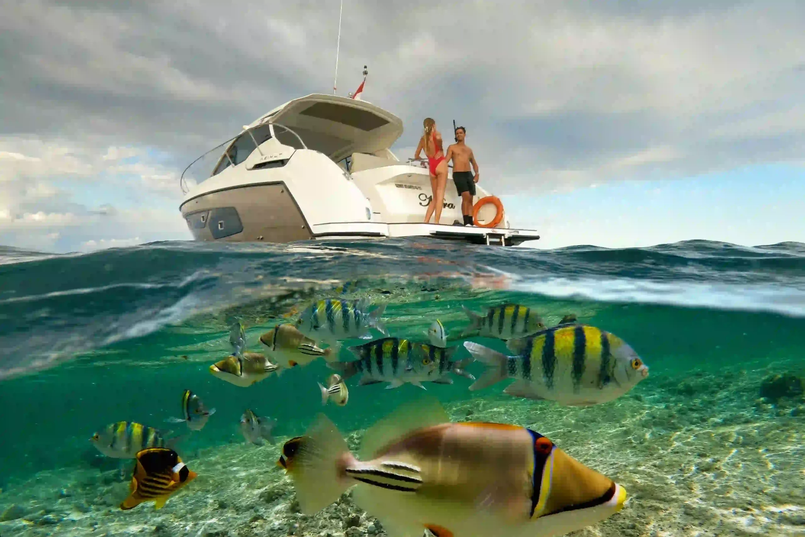 Guests Snorkeling on Mira Yacht Charter | Komodo Luxury