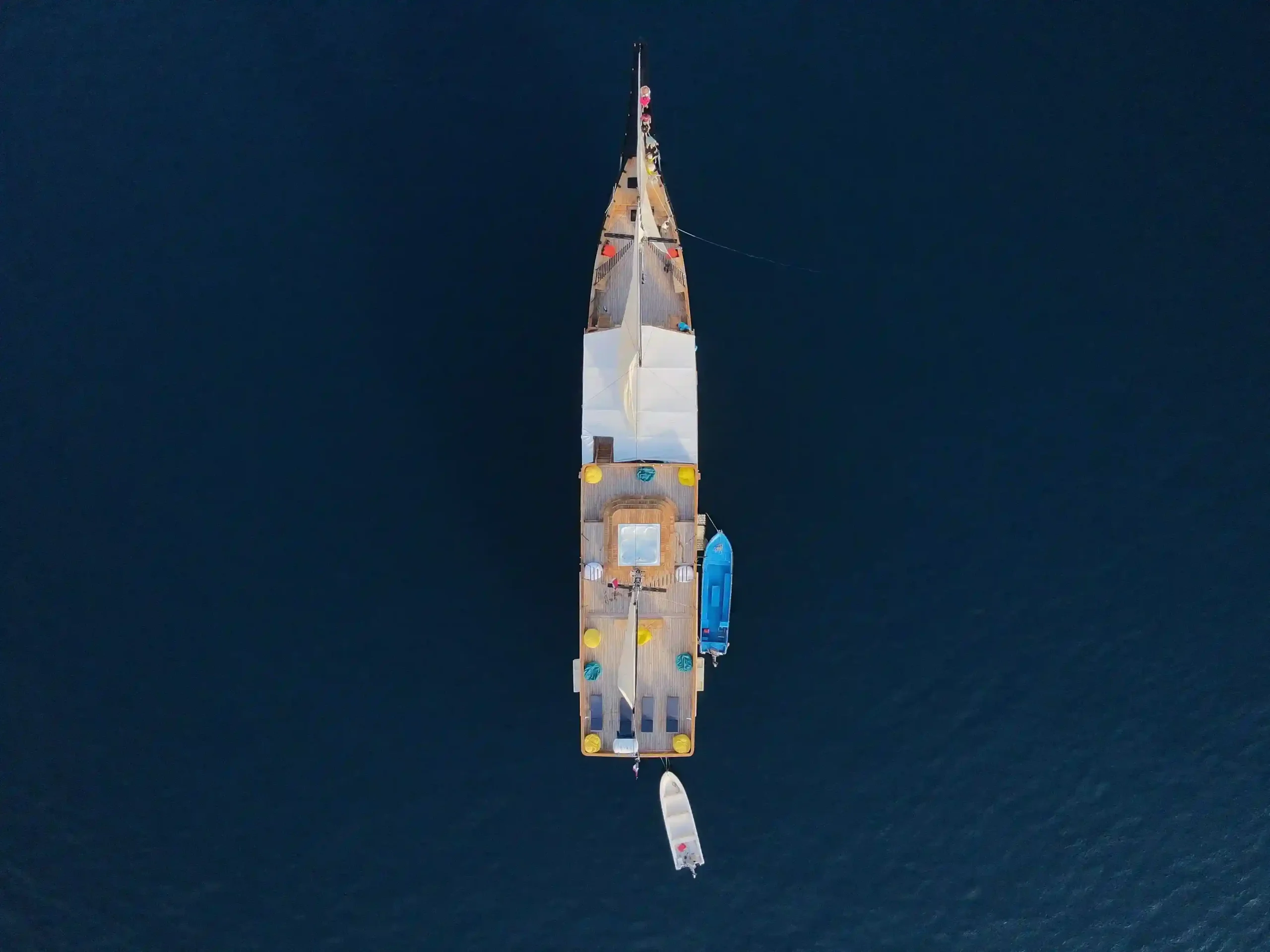Lamborajo III Phinisi Boat Charter | Lamborajo III Phinisi Exterior Aerial View | Komodo Luxury