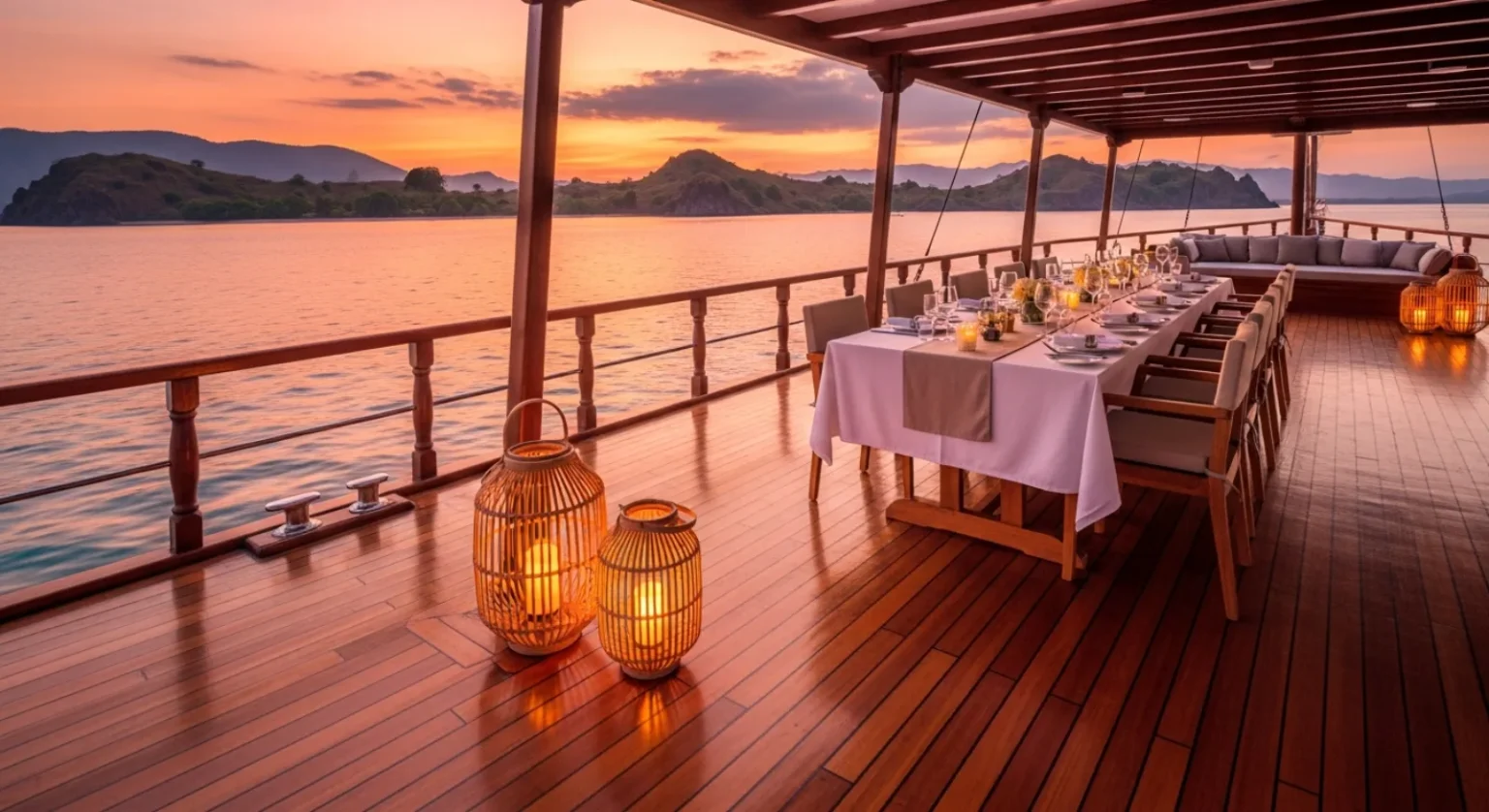 Sunset on deck during a 2D1N Komodo overnight boat tour